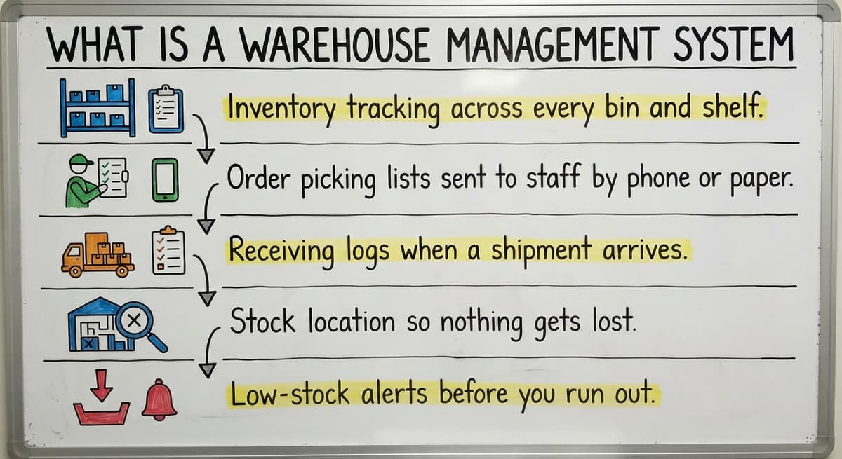 What Is a Warehouse Management System, drawn out