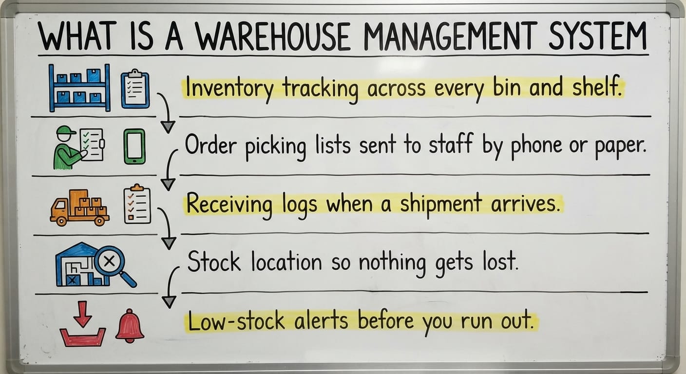 What Is a Warehouse Management System, drawn out