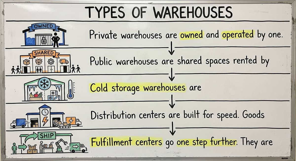 Types of Warehouses, drawn out