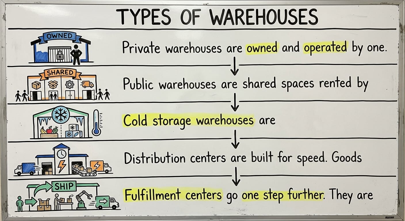 Types of Warehouses, drawn out
