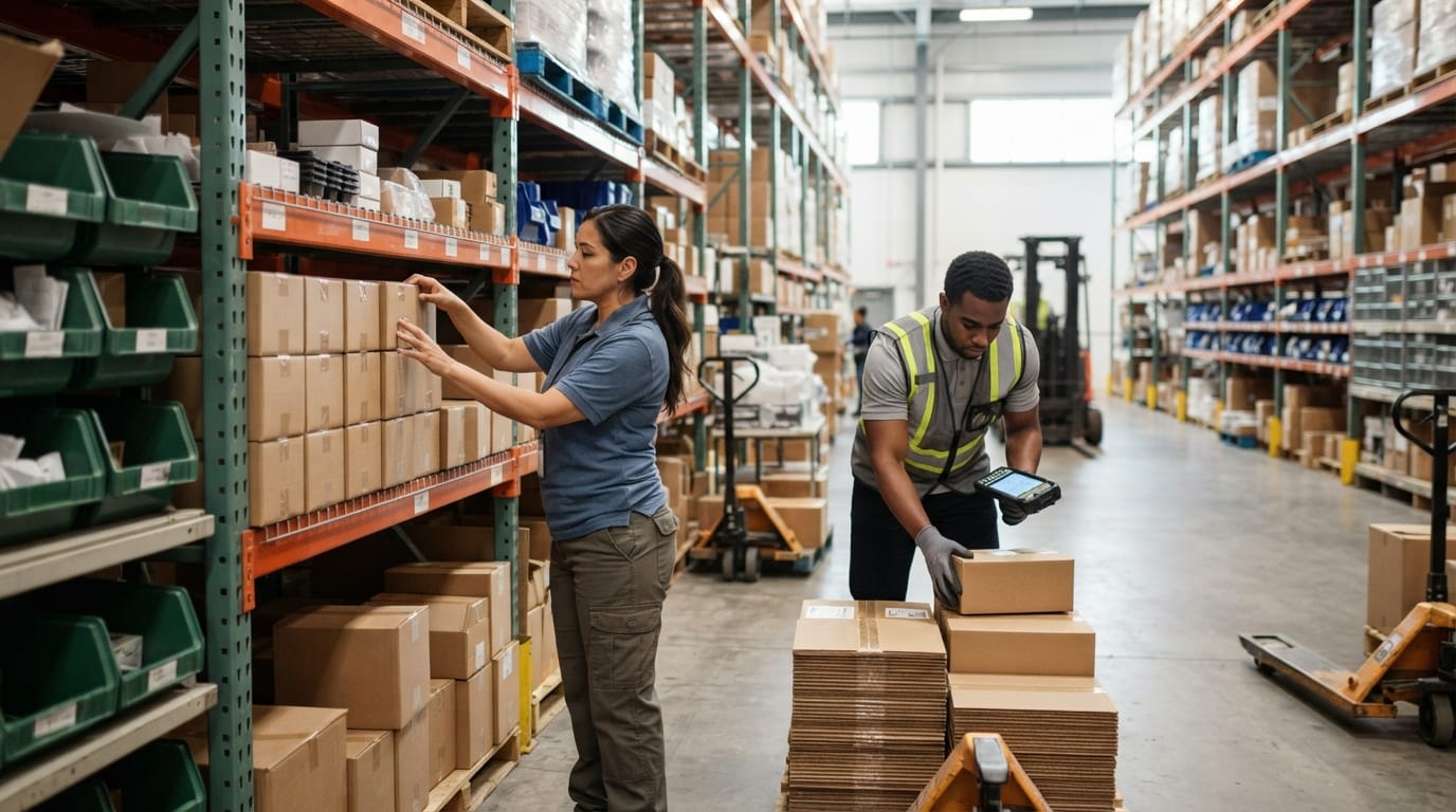 The team who would use warehouse organization ideas, mid-task