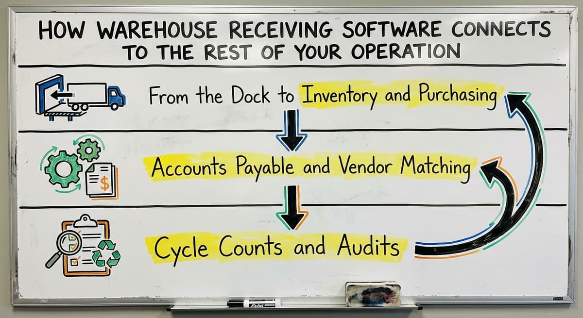 How Warehouse Receiving Software Connects to the Rest of Your Operation, drawn out