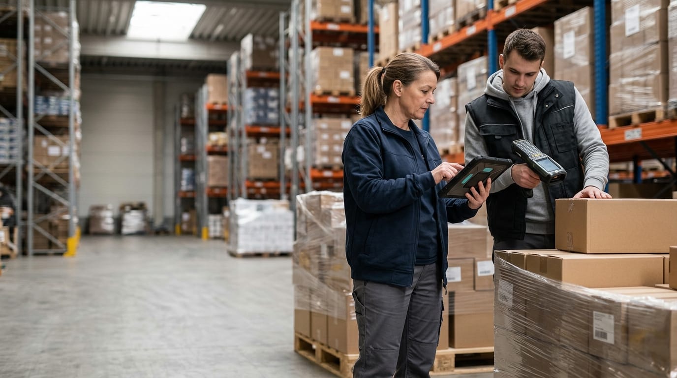 The team who would use warehouse receiving software, mid-task