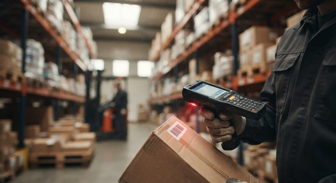 Close detail from the work warehouse stock management software supports
