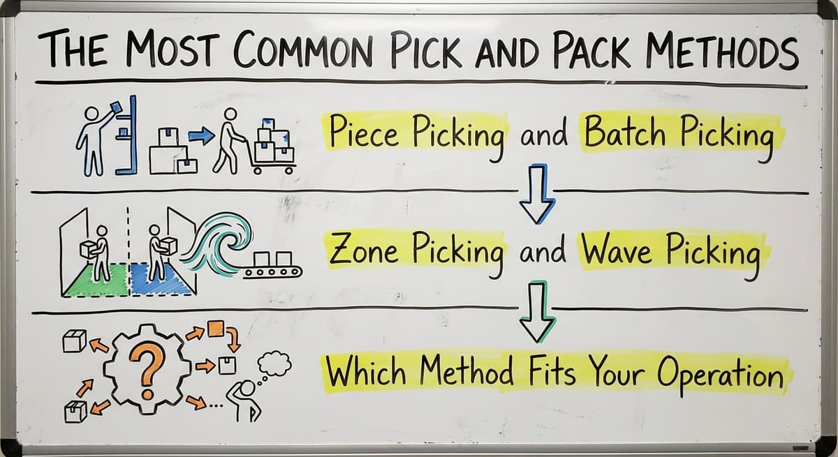 The Most Common Pick and Pack Methods, drawn out