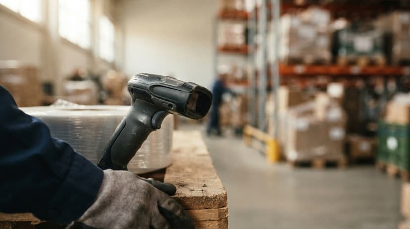 Close detail from the work warehousing tasks supports