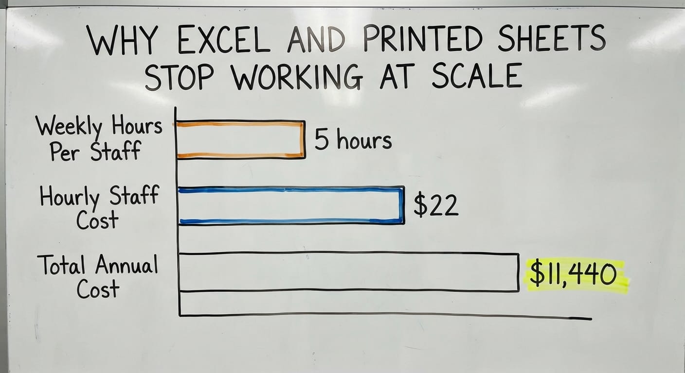 Why Excel and Printed Sheets Stop Working at Scale, in figures