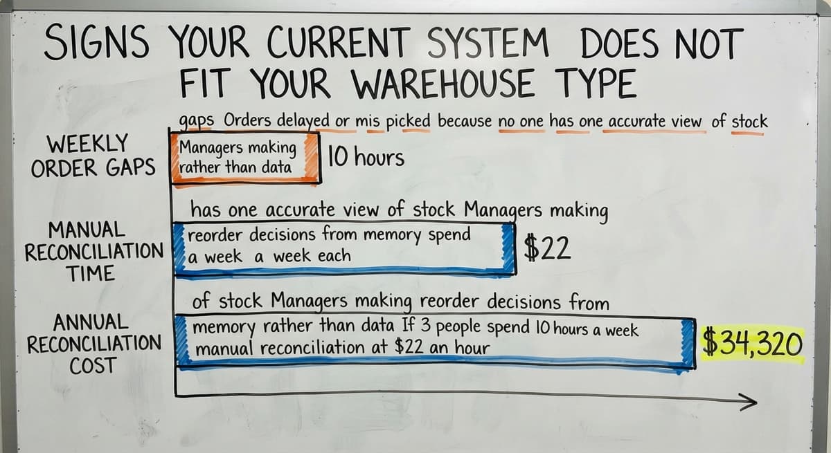 Signs Your Current System Does Not Fit Your Warehouse Type, in figures
