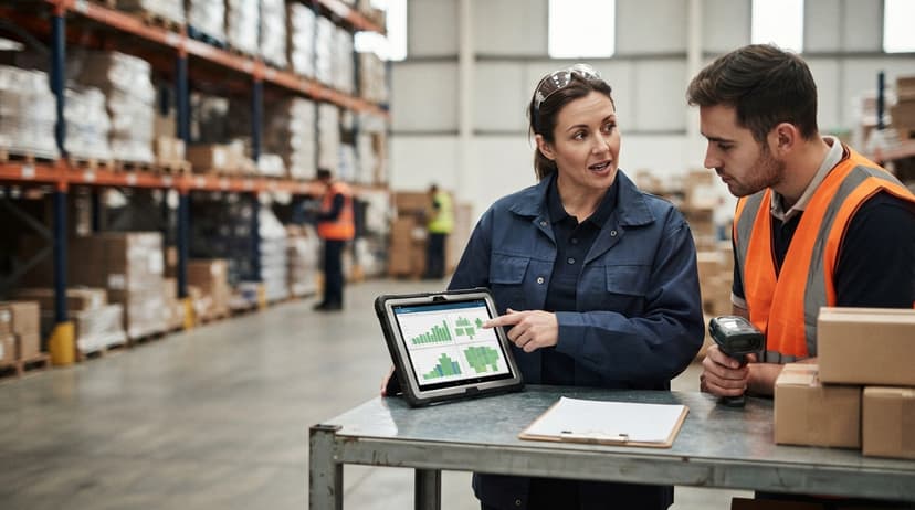 Two people working through what what do barcode scanners scan is telling them