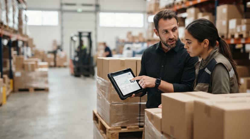 Two people working through what what does a barcode look like is telling them