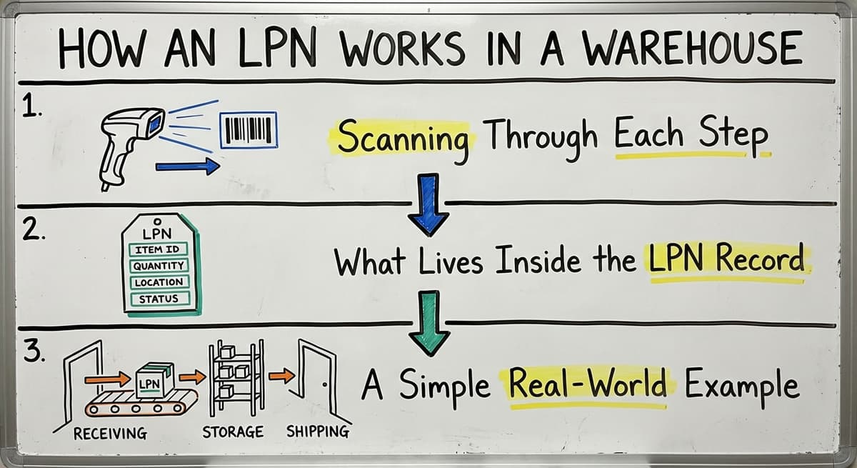How an LPN Works in a Warehouse, drawn out