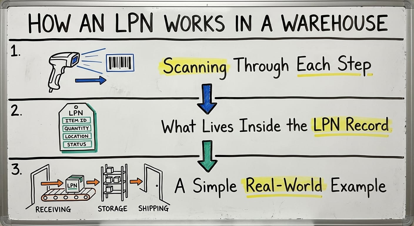How an LPN Works in a Warehouse, drawn out