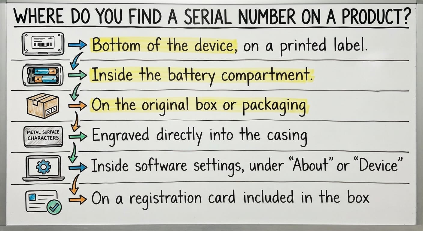Where Do You Find a Serial Number on a Product?, drawn out