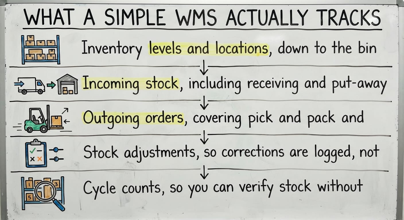What a Simple WMS Actually Tracks, drawn out