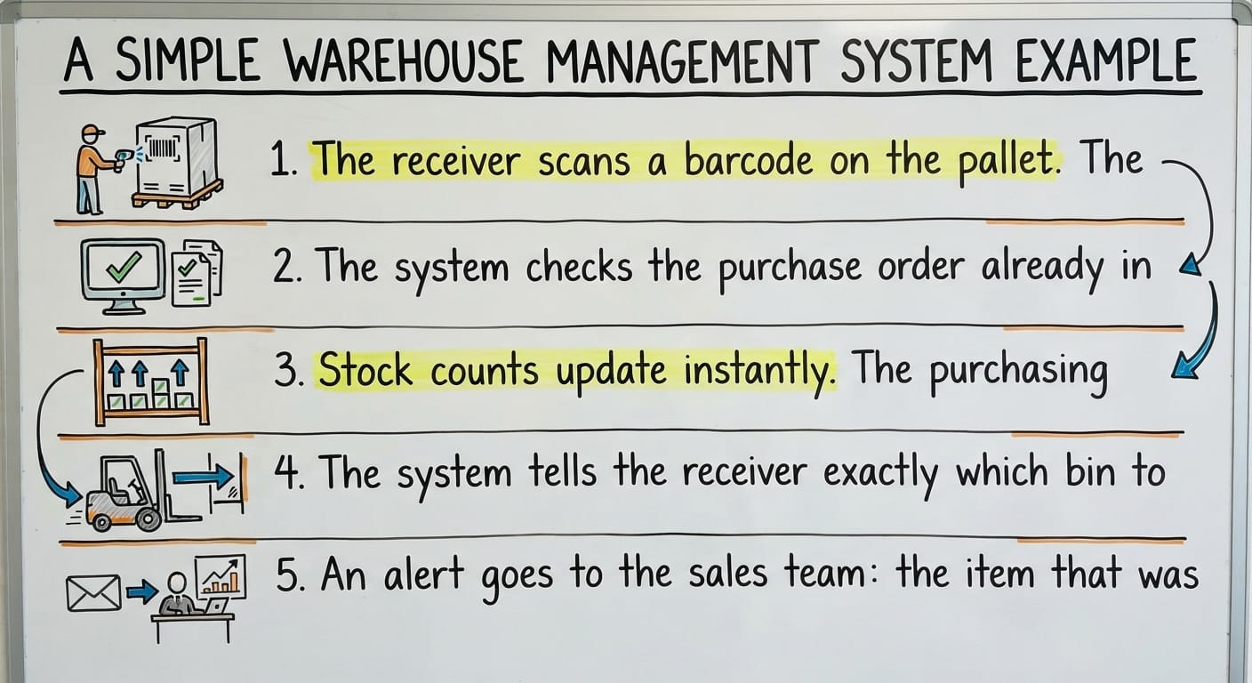 A Simple Warehouse Management System Example, drawn out