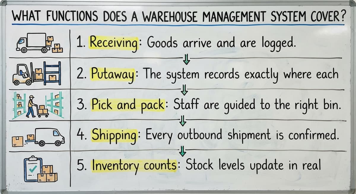 What Functions Does a Warehouse Management System Cover?, drawn out