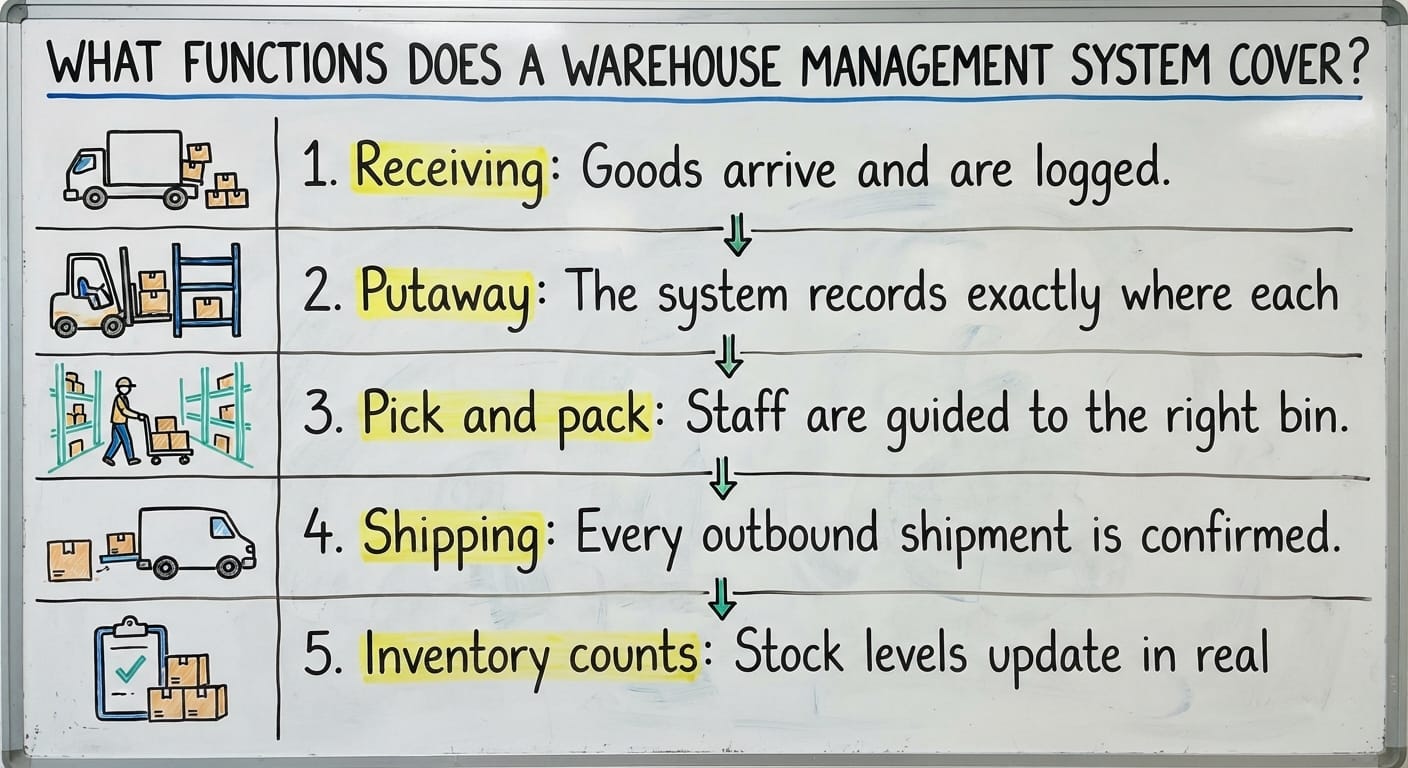 What Functions Does a Warehouse Management System Cover?, drawn out
