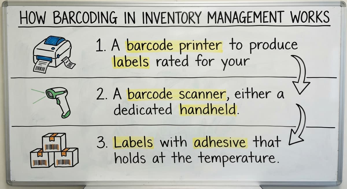 How Barcoding in Inventory Management Works, drawn out