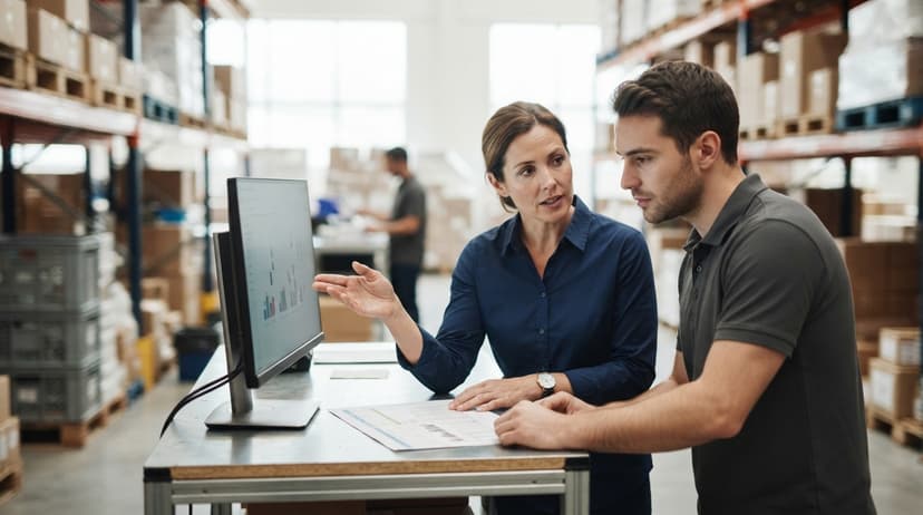 Two people working through what what is inventory management in pharmacy is telling them
