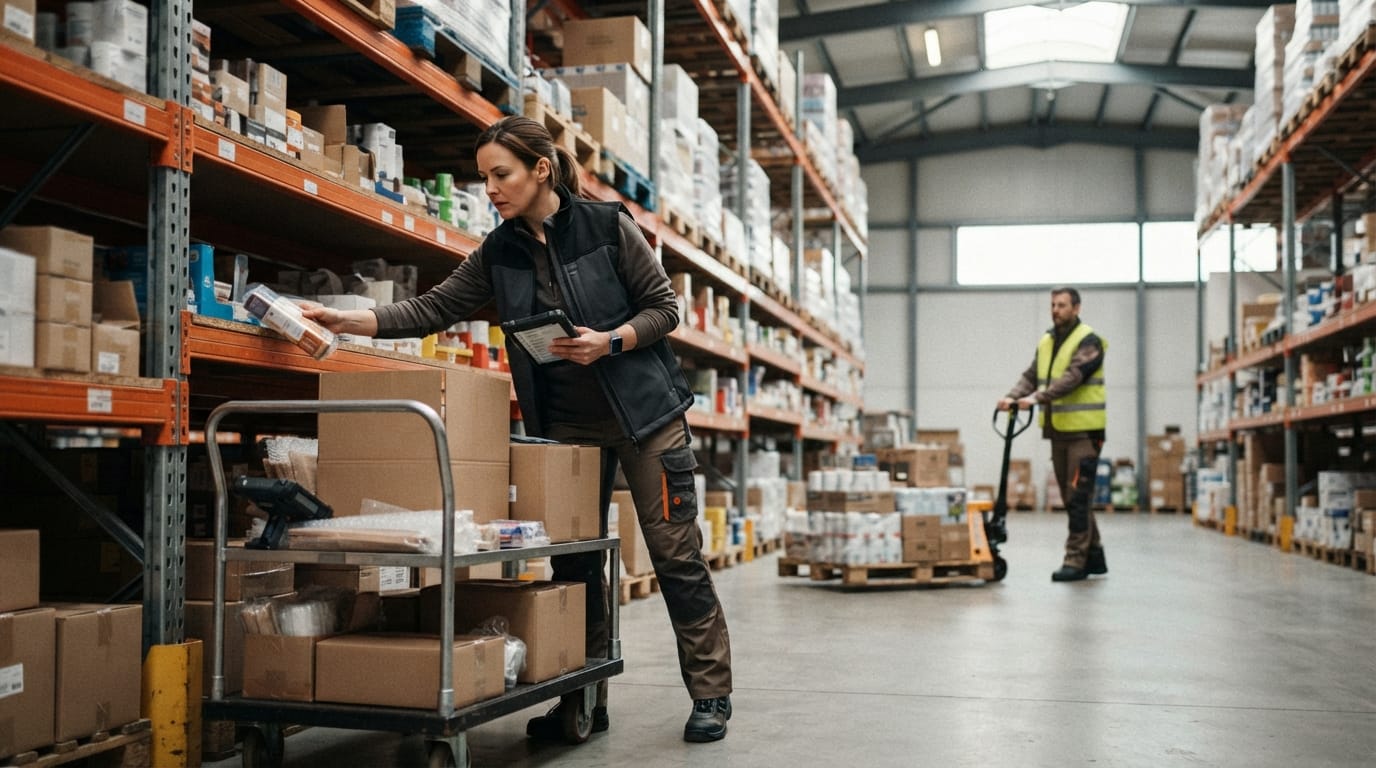 The team who would use what is picking and packing in a warehouse?, mid-task