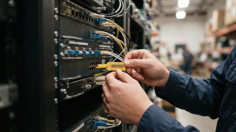 Close detail from the work what is telecom inventory management supports