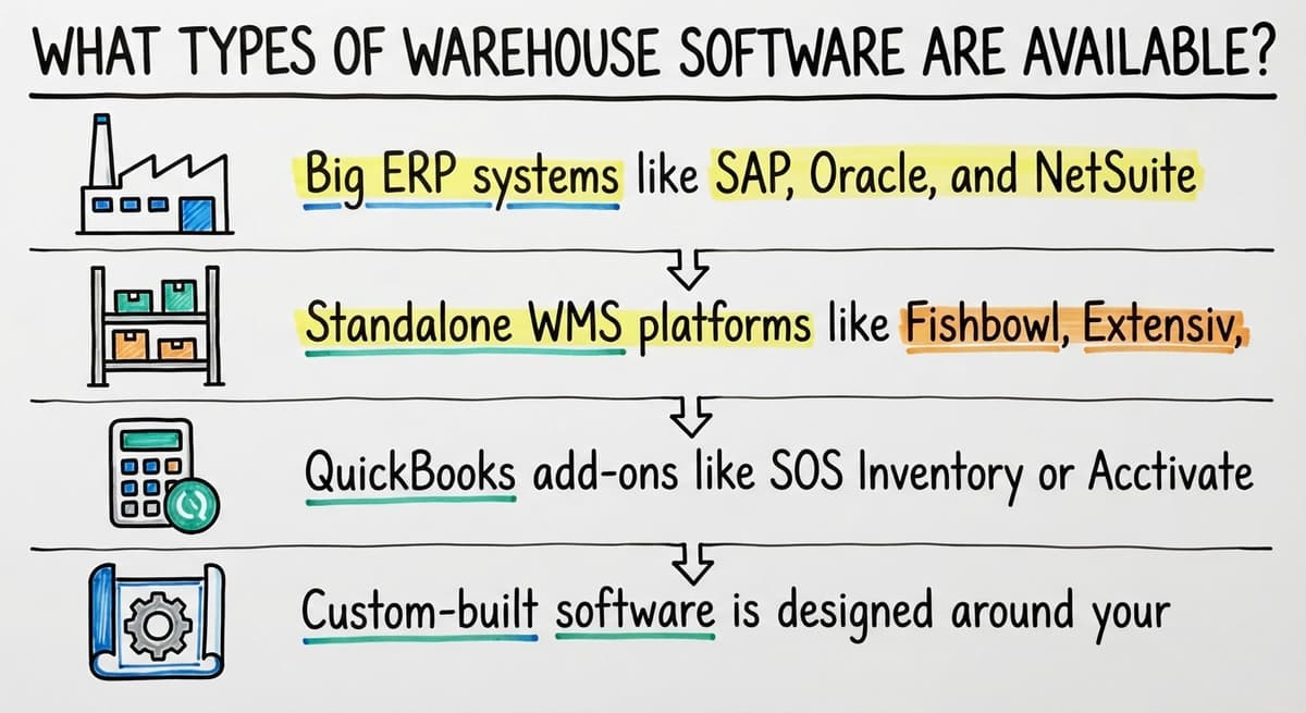 What Types of Warehouse Software Are Available?, drawn out