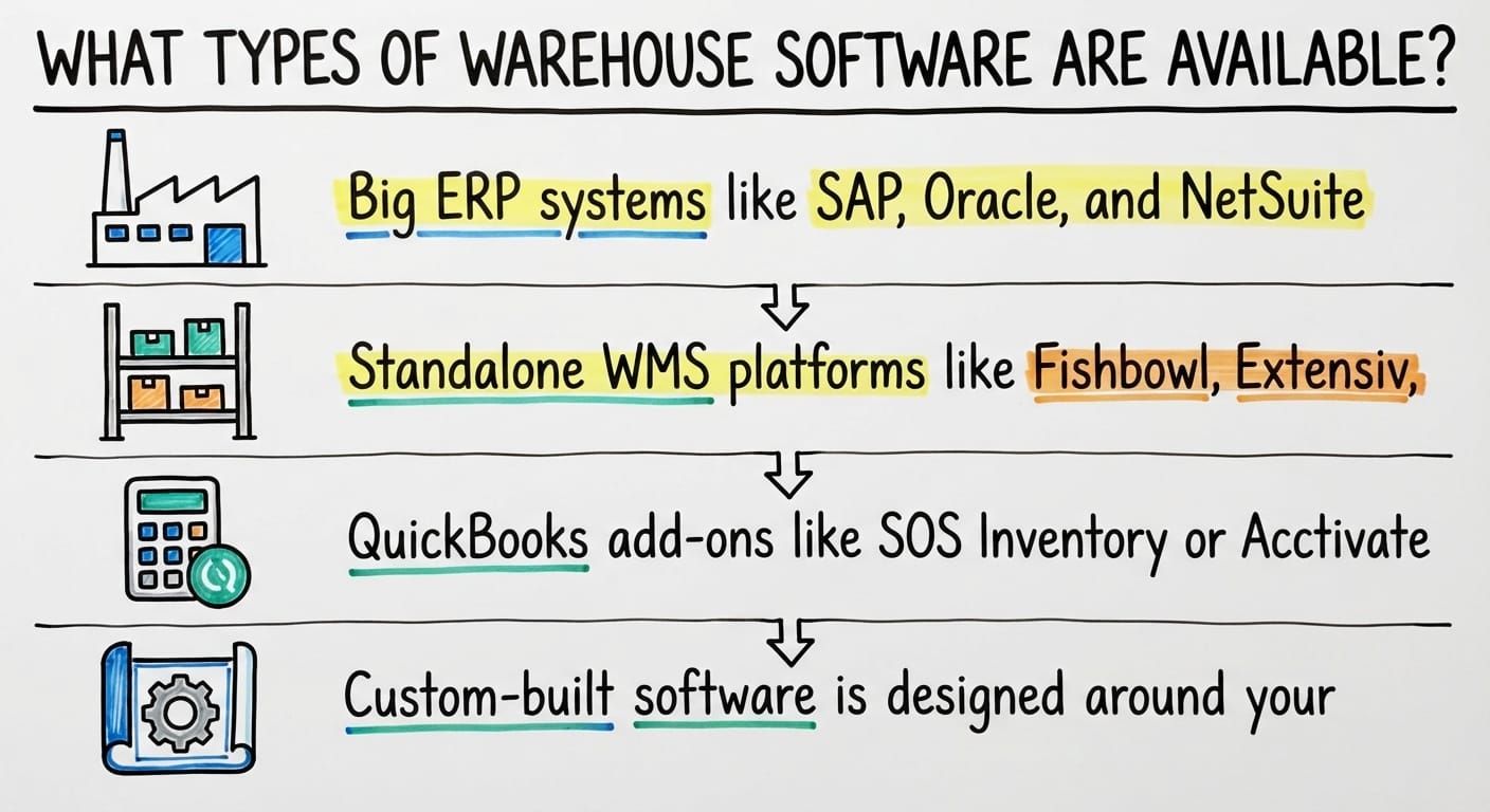 What Types of Warehouse Software Are Available?, drawn out