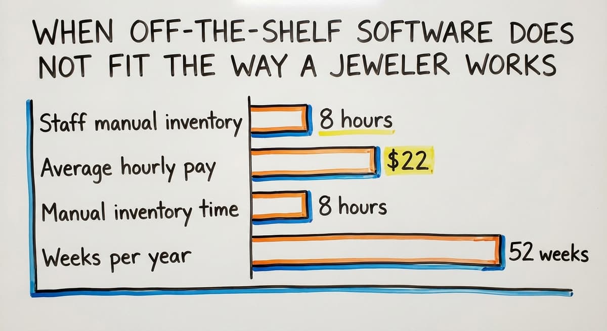 When Off-the-Shelf Software Does Not Fit the Way a Jeweler Works, in figures